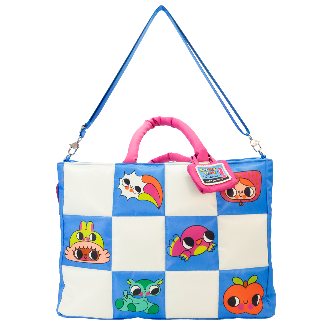 Burger Babie Nylon Padded Check Tote Bag