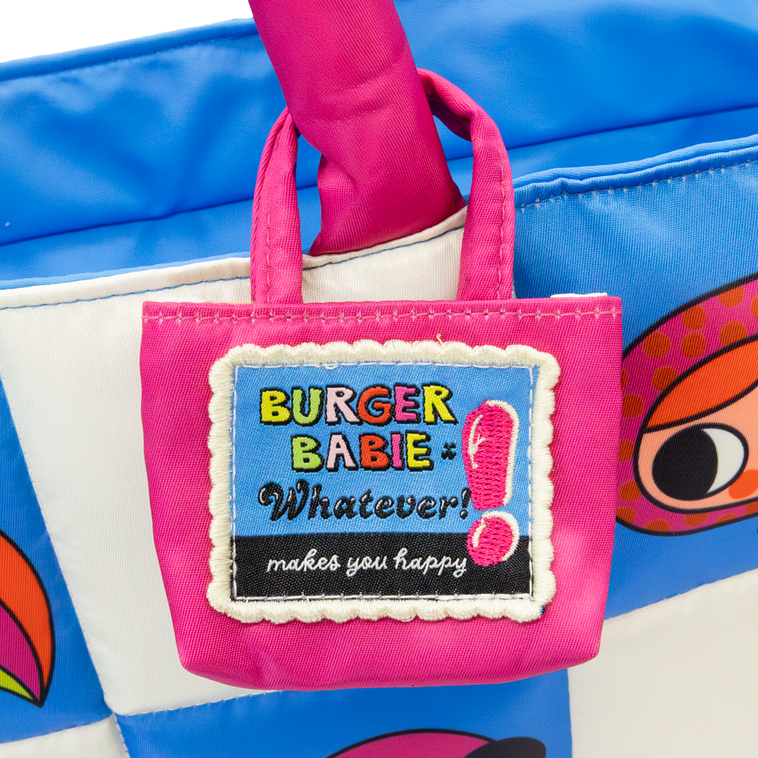 Burger Babie Nylon Padded Check Tote Bag