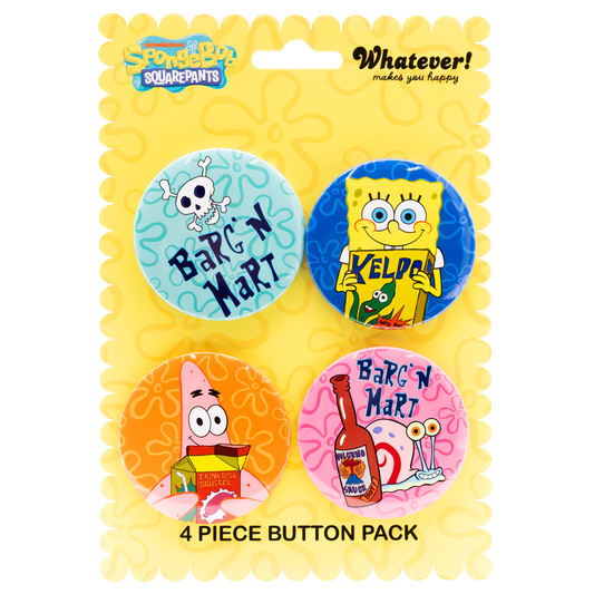 WEB EXCLUSIVE Spongebob Barg N Mart 4PK 2" Buttons