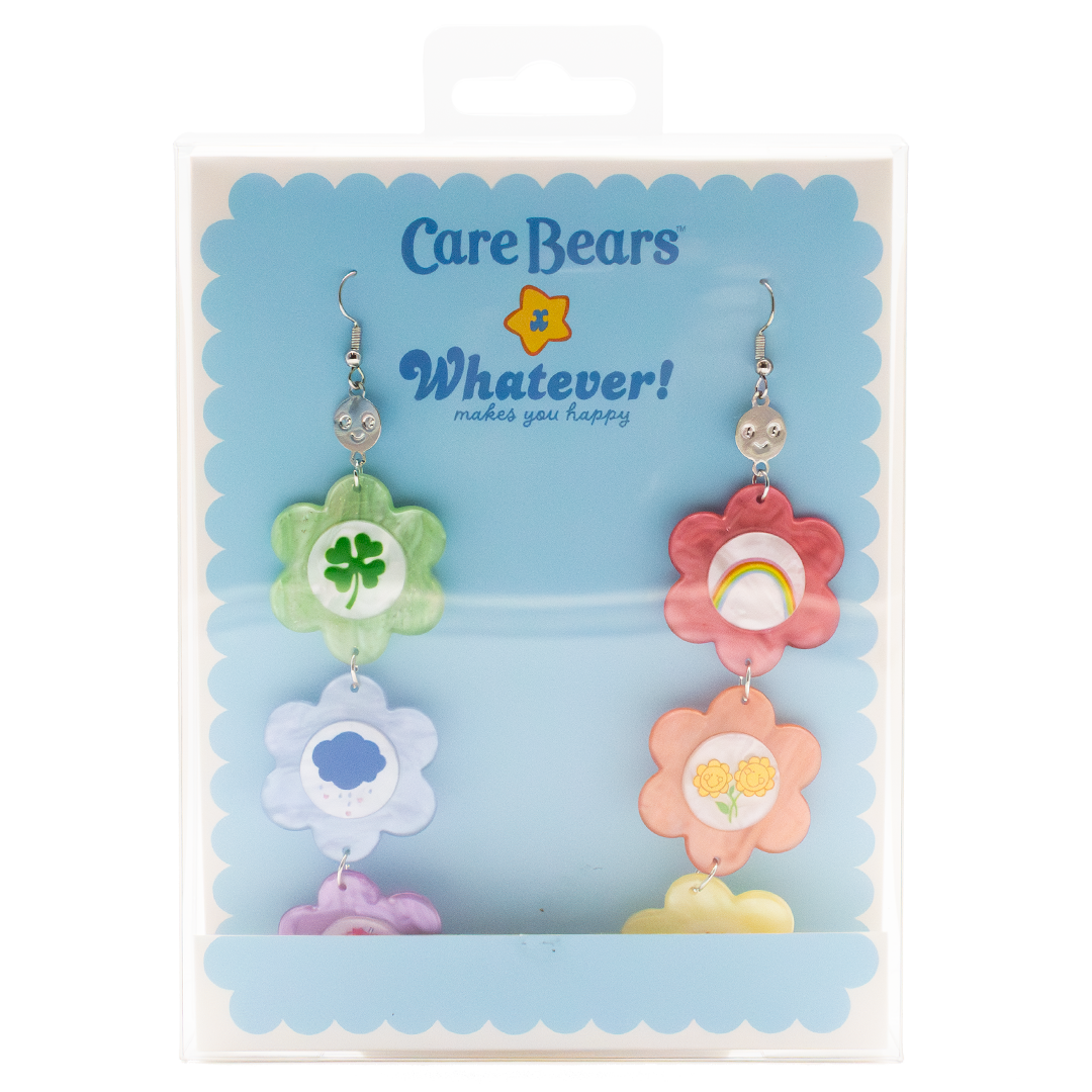 Care Bears Flower Belly Badges Layered Acrylic Earrings