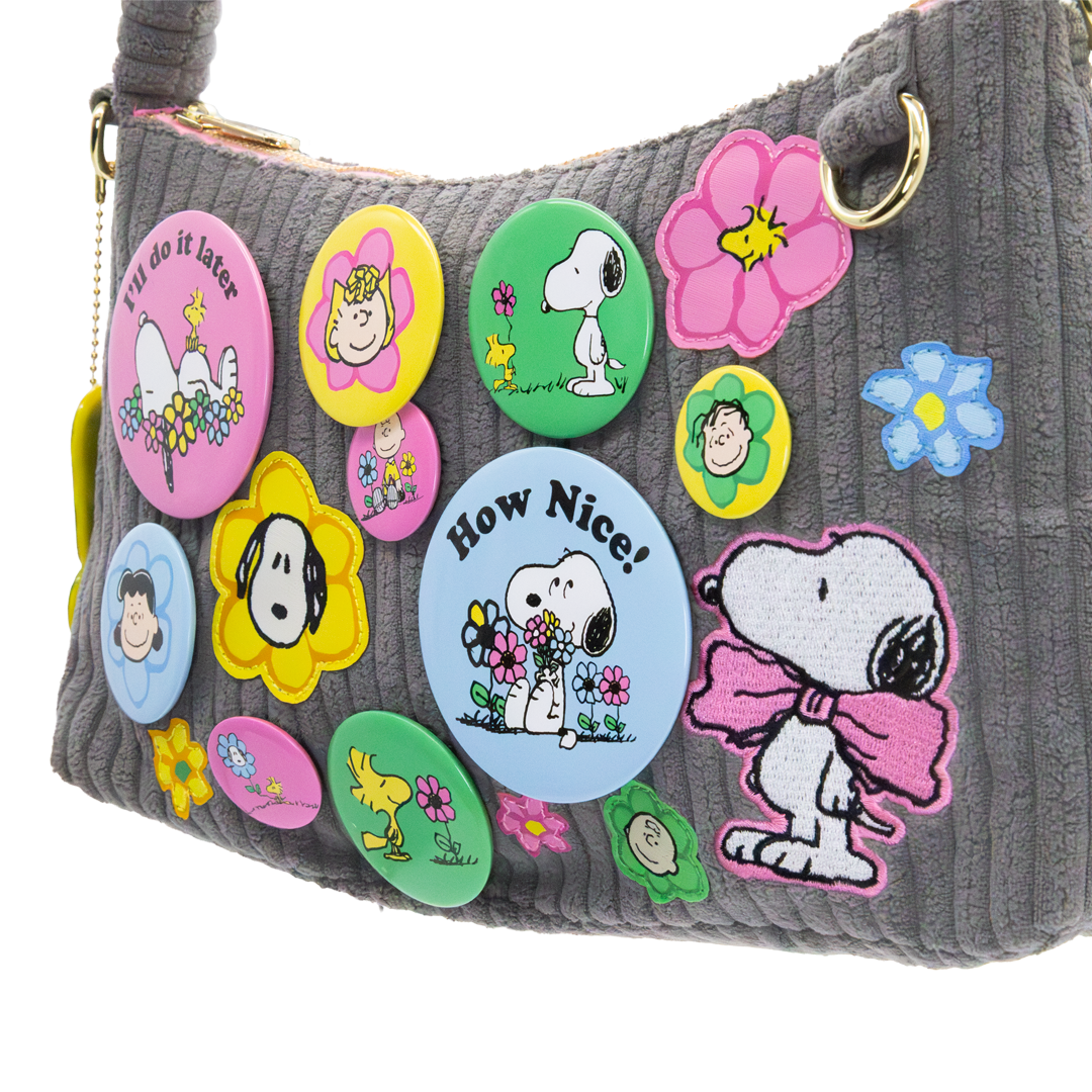Peanuts Sherbet Spring Pins and Patches Corduroy Baguette Bag