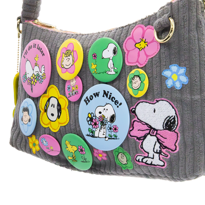 Peanuts Sherbet Spring Pins and Patches Corduroy Baguette Bag