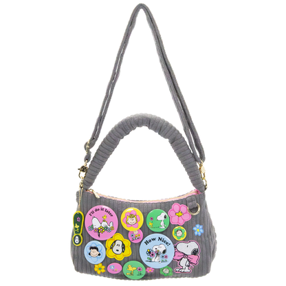 Peanuts Sherbet Spring Pins and Patches Corduroy Baguette Bag