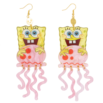 Spongebob & Jellyfish Layered Acrylic Earrings