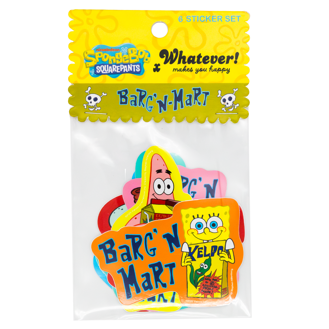 WEB EXCLUSIVE Spongebob Barg N Mart 6PK Stickers