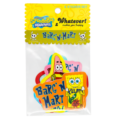 WEB EXCLUSIVE Spongebob Barg N Mart 6PK Stickers