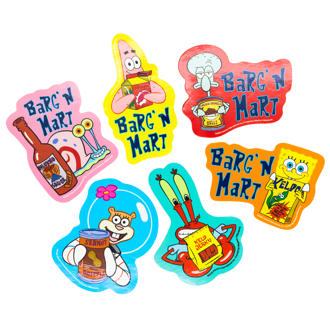 WEB EXCLUSIVE Spongebob Barg N Mart 6PK Stickers