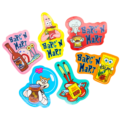 WEB EXCLUSIVE Spongebob Barg N Mart 6PK Stickers