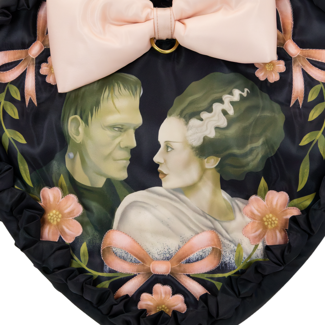 Universal Monsters Coquette Frankie & Bride Oversized Heart Tote Bag